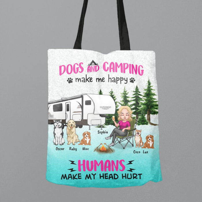 Personalized Dog Camping Queen Canvas Bag - Up to 5 Dogs - Gift Idea For Dog Lovers/Mother's Day - Kinda Busy Being A Camping Queen And A Dog Mom