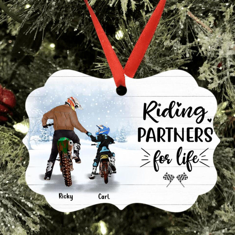 Personalized Riding Ornament - Father Up to 2 Sons - Best Gift for Biker Dad - Riding Partners For Life - IAKT4L