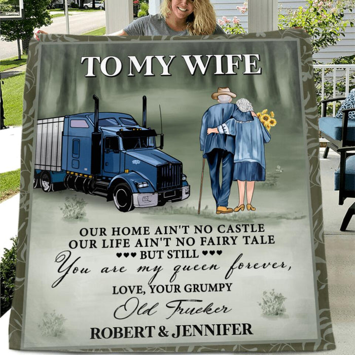 Custom Personalized Couple Quilt/ Single Layer Fleece - Gift For Couple/ Mother's Day 2022 Gift - You Are My Queen Forever