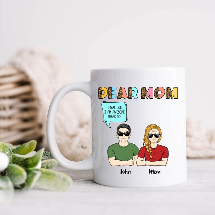 Custom Personalized Dear Mom Coffee Mug - Upto 5 People - Gift Idea For Mother's Day