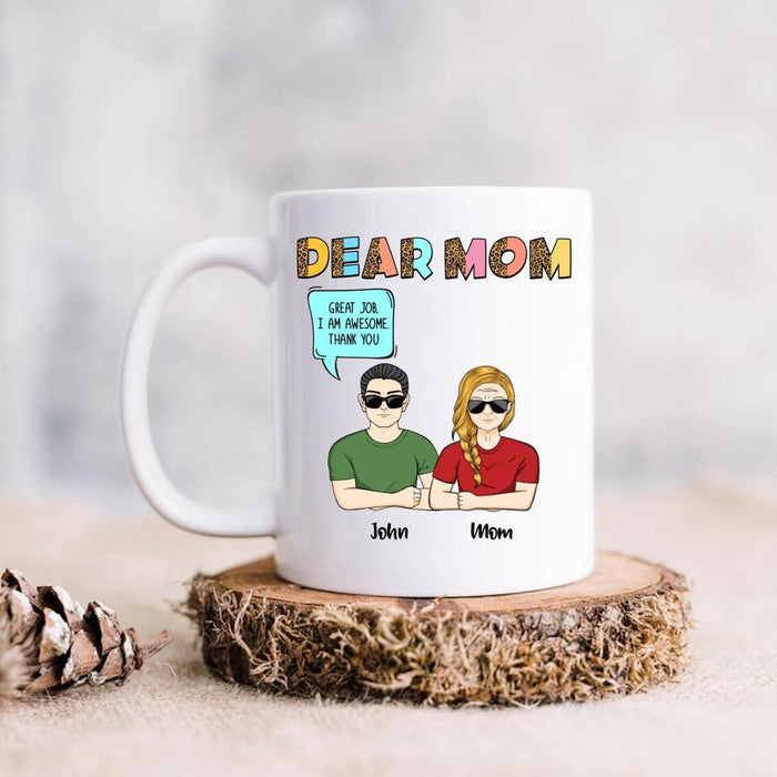 Custom Personalized Dear Mom Coffee Mug - Upto 5 People - Gift Idea For Mother's Day