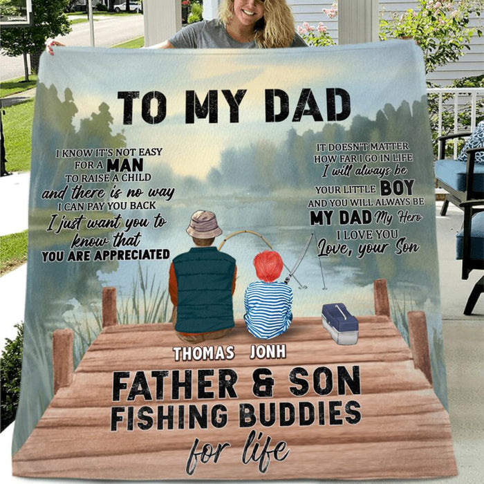 Custom Personalized Fishing Quilt/Fleece Blanket - Gift Idea For Father's Day - To My Dad