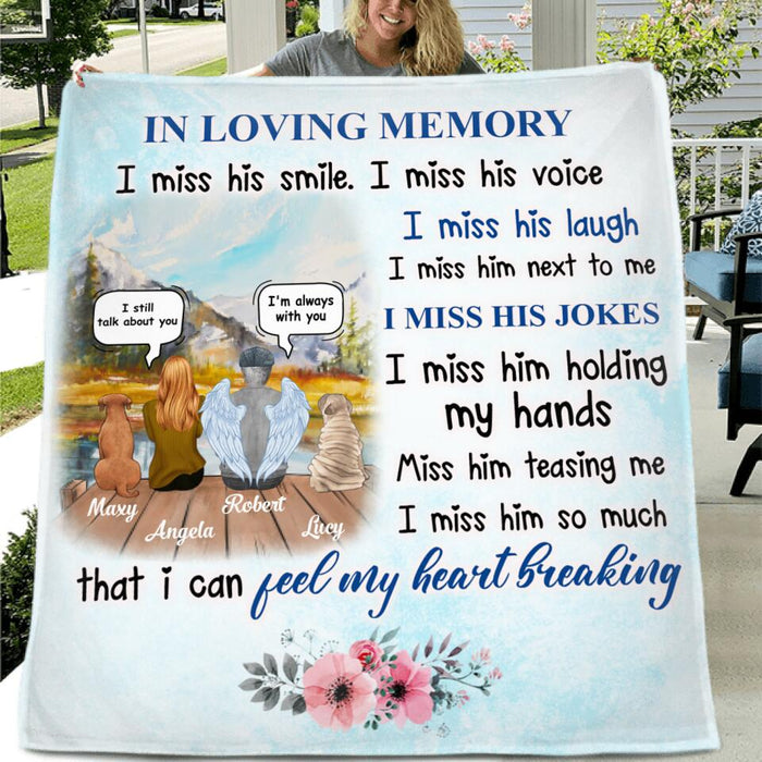 Custom Personalized Memorial Single Layer Fleece/ Quilt - Gift Idea For Father/ Dog Lovers With Up To 2 Dogs - I Miss His Smile