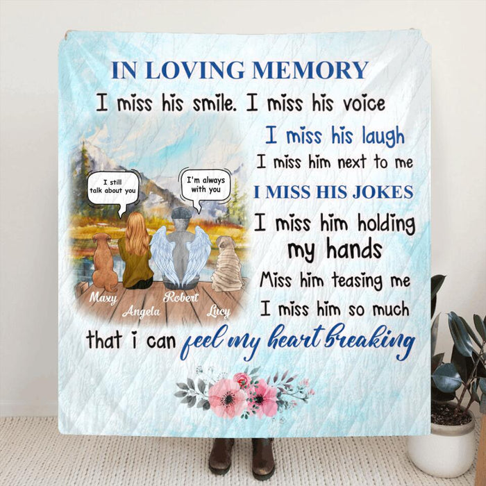 Custom Personalized Memorial Single Layer Fleece/ Quilt - Gift Idea For Father/ Dog Lovers With Up To 2 Dogs - I Miss His Smile