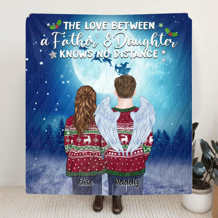 Custom Personalized Father And Daughter Quilt/ Fleece Blanket - Best Gift For Father - The Love Between A Father And Daughter Knows No Distance