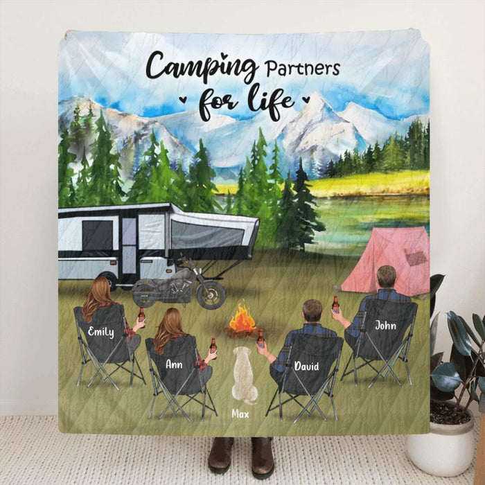 Personalized camping blanket - Adults and Pets camping blanket - gift idea for family, camping lovers - Camping Partners For Life