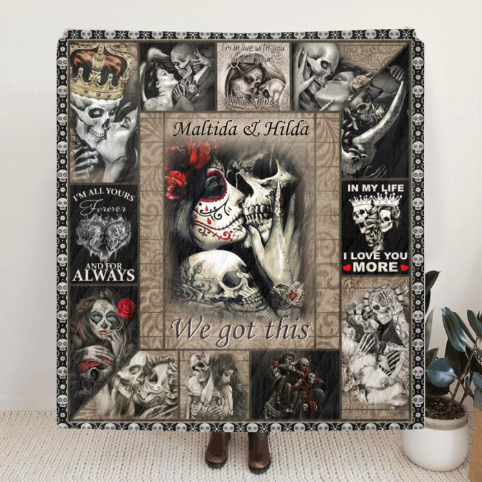 Custom Skull Quilt/Fleece Blanket - Best Gift Idea For Couple - I'm In Love With You And All Your Little Things