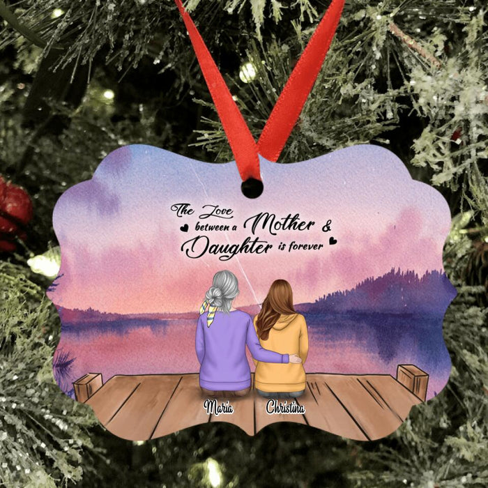 Custom Personalized Mother and Daughter With Pets Ornament - Gift For Mom - The Love Between A Mother & Daughter Is Forever - RDBLQY