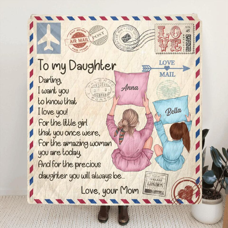 Personalized To My Daughter Fleece Throw Blanket/Quilt  - Best Gift Idea From Mom to Daughter/Birthday Gift - Darling, I Want You To Know That I Love You