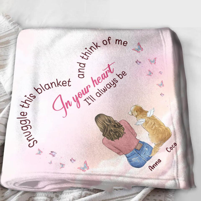 Custom Personalized Memorial Pet Single Layer Fleece/Quilt Blanket - Memorial Gift Idea for Dog/Cat Owners/Mother's Day - Snuggle This Blanket And Think Of Me