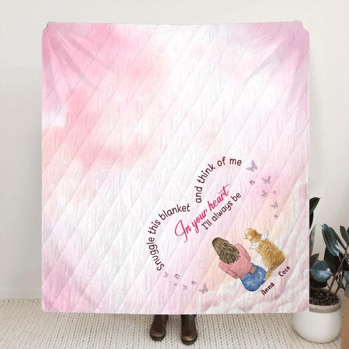 Custom Personalized Memorial Pet Single Layer Fleece/Quilt Blanket - Memorial Gift Idea for Dog/Cat Owners/Mother's Day - Snuggle This Blanket And Think Of Me