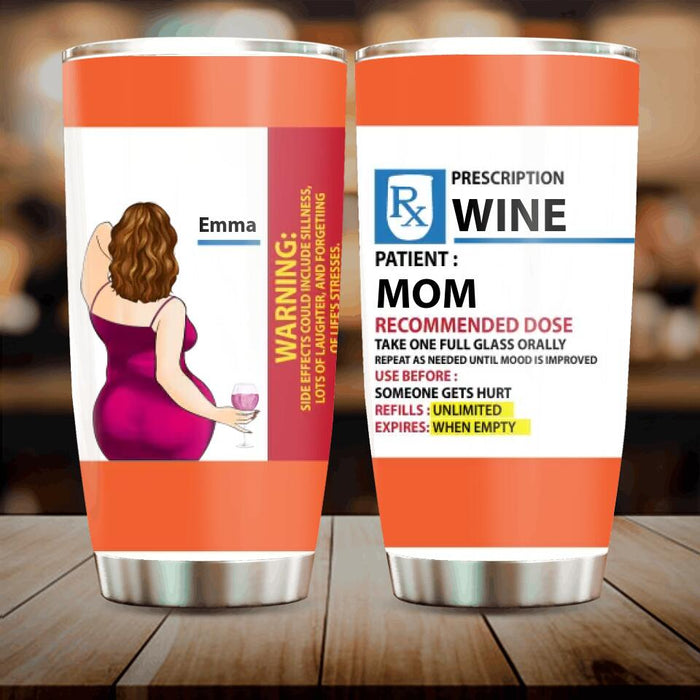 Personalized Drinking Mom Tumbler - Prescription Wine Labels