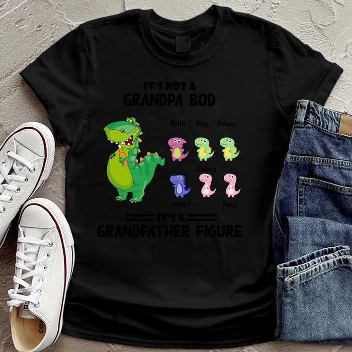 Custom Personalized Grandpa/Grandma Dinosaurs T-shirt - Gift For Grandparents with up to 6 Grandparents/Grandkids Dinosaurs - It's not a Grandpa bod - 5WKPPY