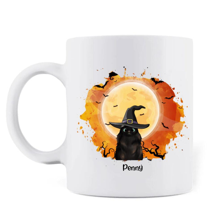 Custom Personalized Halloween Cats Coffee Mug -  Upto 3 Cats - Love The Smell Of Coffee And Witchcraft - B16ZKZ