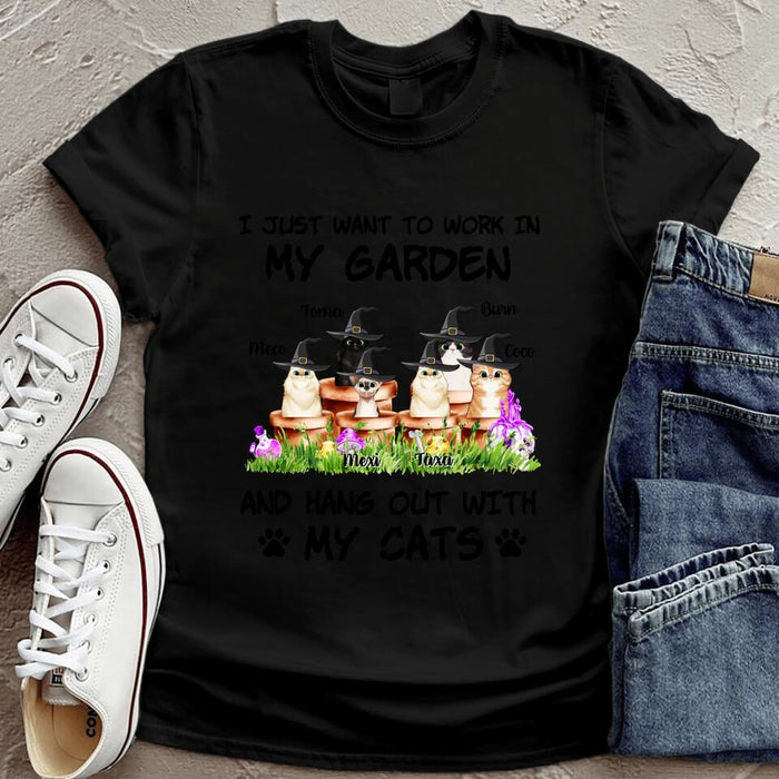 Custom Personalized Witch's Magical Garden T-shirt - A Witch With Upto 6 Cats - A Magical Garden Witch Lives Here - ALVX2G