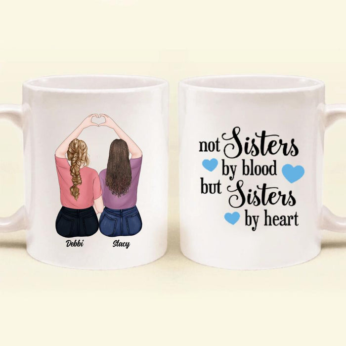 Personalized Best Friend Gifts Coffee Mug - 2 Besties Mug - Sisters By Heart