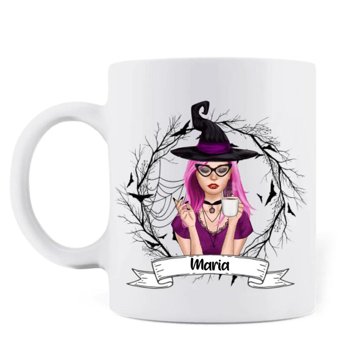 Custom Personalized Witch Coffee Mug - Gift For Halloween - Coffee Spelled Backwards - RYXW2G