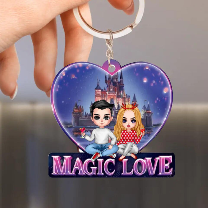 Personalized Couple Acrylic Keychain - Gift Idea For Couple/ Valentines/ Anniversary/ Mother's Day Gift For Wife From Husband - Magic Love