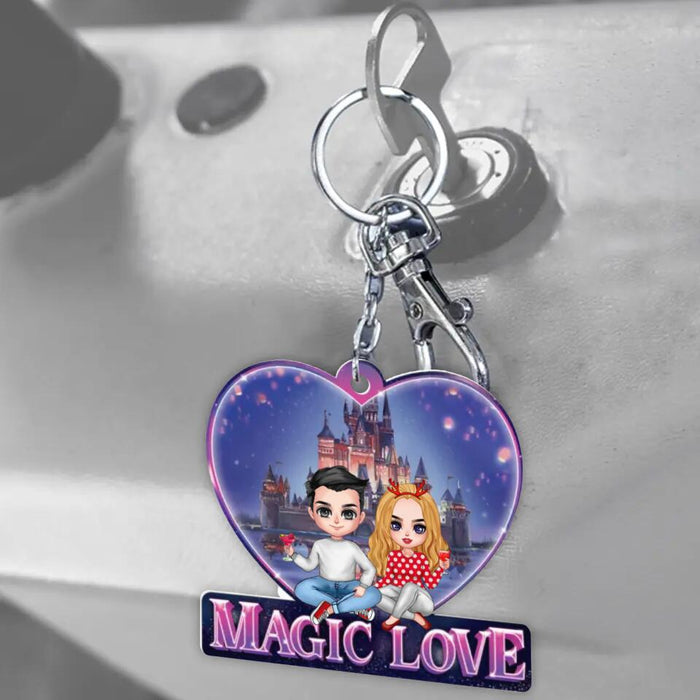 Personalized Couple Acrylic Keychain - Gift Idea For Couple/ Valentines/ Anniversary/ Mother's Day Gift For Wife From Husband - Magic Love