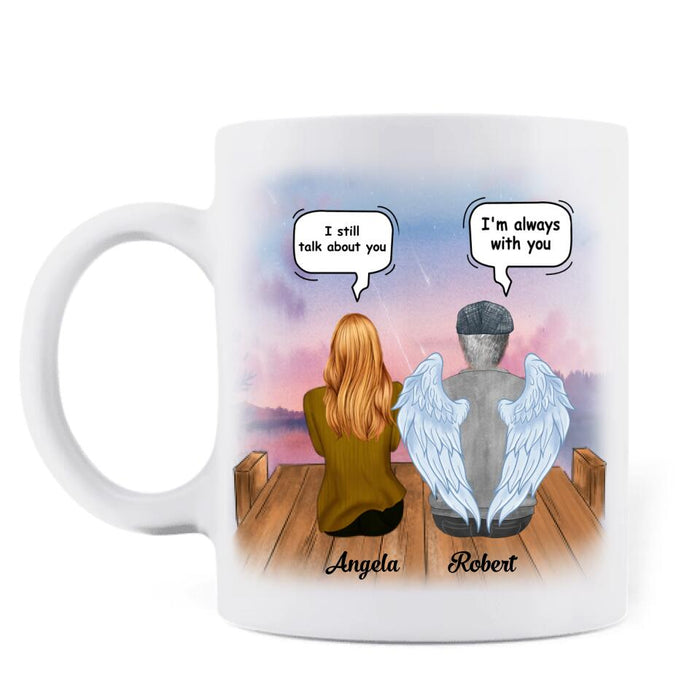 Custom Personalized Dad In Heaven Coffee Mug - Memorial Gift Idea - A Piece Of My Heart Lives In Heaven And He Is My Dad