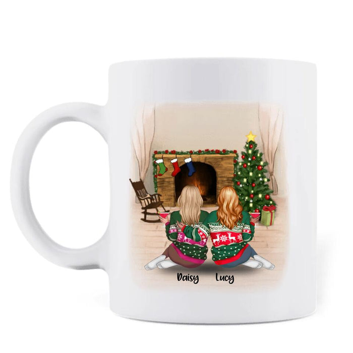 Custom Personalized Annoying Sisters Mug - Christmas Gift For Sister/Friend - Sisters Forever Never Apart Maybe In Distance But Never At Heart