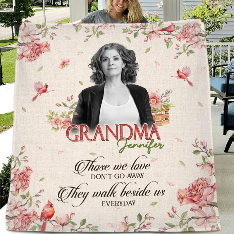 Personalized Memorial Fleece Throw Blanket - Upload Photo - Memorial Gift Idea - They Walk Beside Us Everyday