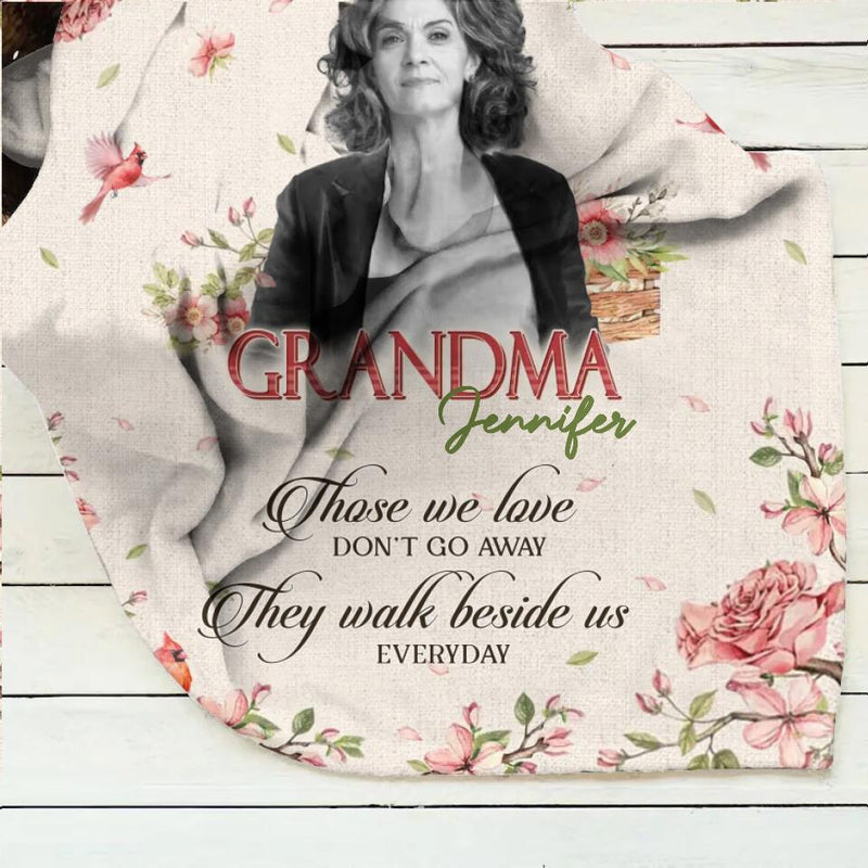 Personalized Memorial Fleece Throw Blanket - Upload Photo - Memorial Gift Idea - They Walk Beside Us Everyday