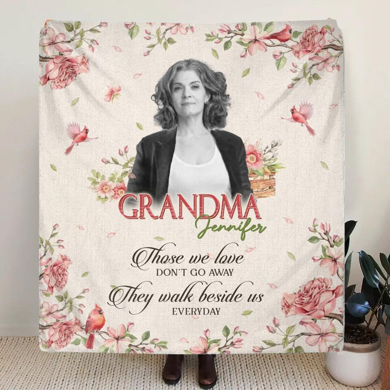 Personalized Memorial Fleece Throw Blanket - Upload Photo - Memorial Gift Idea - They Walk Beside Us Everyday