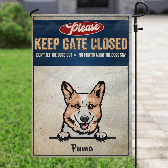 Custom Personalized Guard Dog Flag Sign - Best Gift  Idea For Dog Lovers - Please Keep Gate Closed - 32E5WM