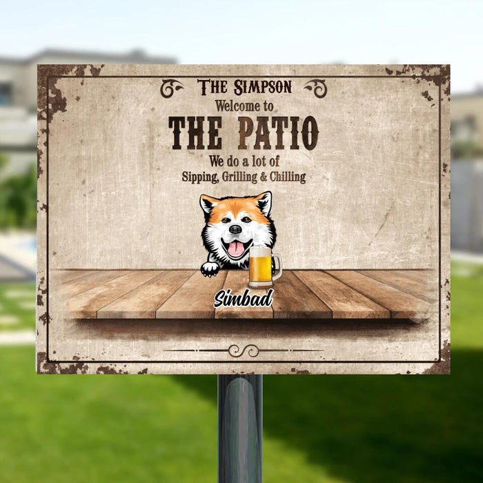 Custom Personalized Patio Metal Sign - Up to 6 Dogs - Family Name - Welcome To The Patio - 856IAJ