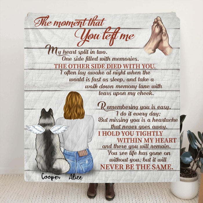Personalized Dog Memorial Blanket - Woman & Dog - Gift For Dog Owners - My Heart Split In Two - 9RUHCI