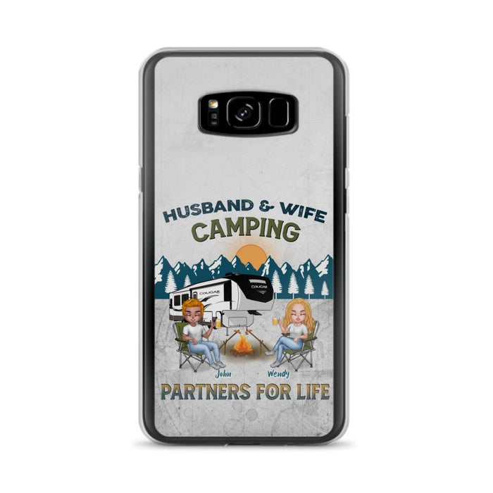 Custom Personalized Camping Friends/ Couple Phone Case For iPhone And Samsung - Upto 7 People - Gift Idea For Friends/ Camping Lover - Husband & Wife Camping Partners For Life