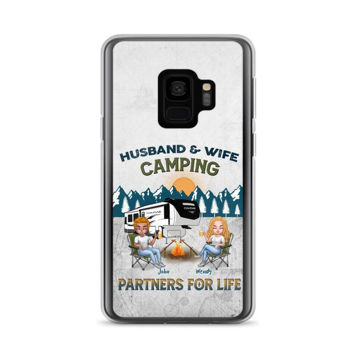 Custom Personalized Camping Friends/ Couple Phone Case For iPhone And Samsung - Upto 7 People - Gift Idea For Friends/ Camping Lover - Husband & Wife Camping Partners For Life