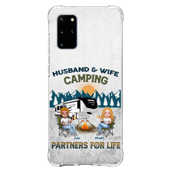 Custom Personalized Camping Friends/ Couple Phone Case For iPhone And Samsung - Upto 7 People - Gift Idea For Friends/ Camping Lover - Husband & Wife Camping Partners For Life