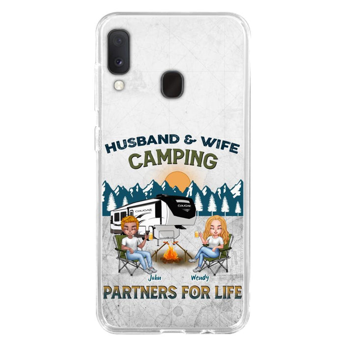 Custom Personalized Camping Friends/ Couple Phone Case For iPhone And Samsung - Upto 7 People - Gift Idea For Friends/ Camping Lover - Husband & Wife Camping Partners For Life