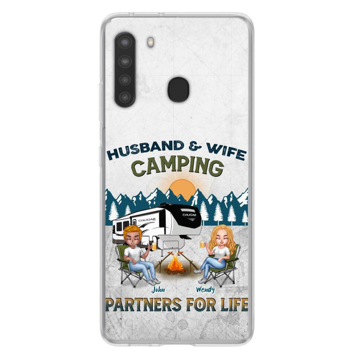 Custom Personalized Camping Friends/ Couple Phone Case For iPhone And Samsung - Upto 7 People - Gift Idea For Friends/ Camping Lover - Husband & Wife Camping Partners For Life