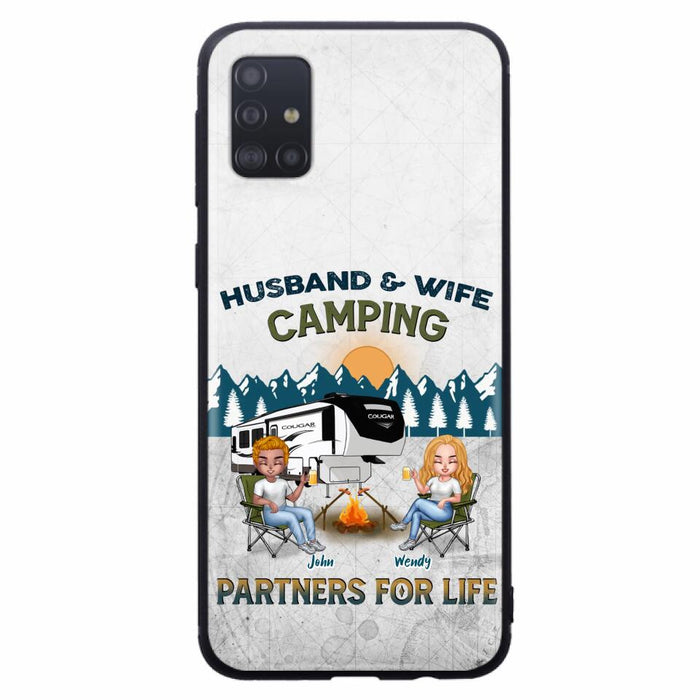 Custom Personalized Camping Friends/ Couple Phone Case For iPhone And Samsung - Upto 7 People - Gift Idea For Friends/ Camping Lover - Husband & Wife Camping Partners For Life