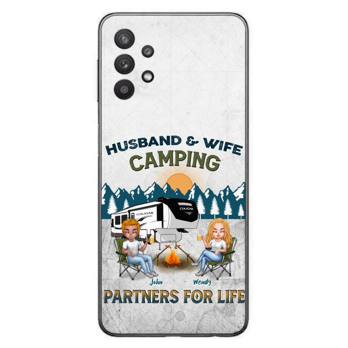 Custom Personalized Camping Friends/ Couple Phone Case For iPhone And Samsung - Upto 7 People - Gift Idea For Friends/ Camping Lover - Husband & Wife Camping Partners For Life