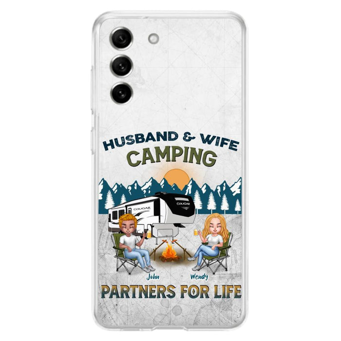 Custom Personalized Camping Friends/ Couple Phone Case For iPhone And Samsung - Upto 7 People - Gift Idea For Friends/ Camping Lover - Husband & Wife Camping Partners For Life