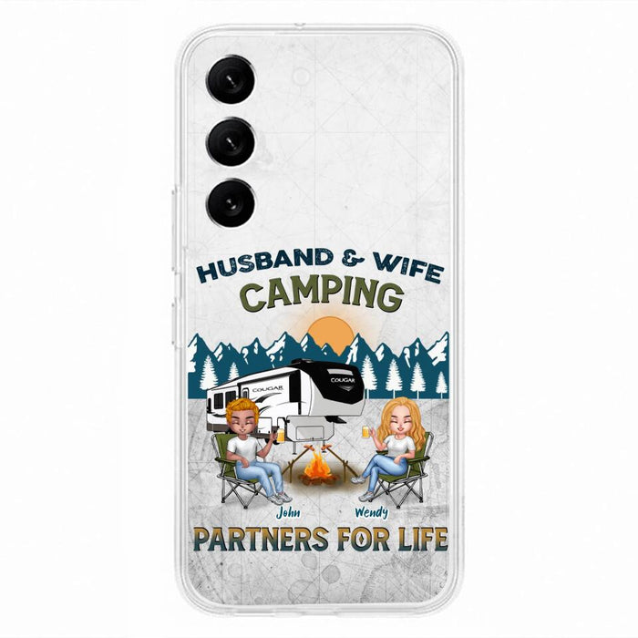 Custom Personalized Camping Friends/ Couple Phone Case For iPhone And Samsung - Upto 7 People - Gift Idea For Friends/ Camping Lover - Husband & Wife Camping Partners For Life