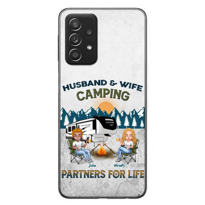 Custom Personalized Camping Friends/ Couple Phone Case For iPhone And Samsung - Upto 7 People - Gift Idea For Friends/ Camping Lover - Husband & Wife Camping Partners For Life