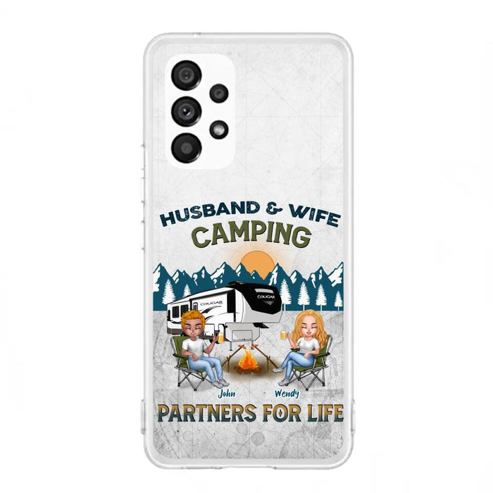 Custom Personalized Camping Friends/ Couple Phone Case For iPhone And Samsung - Upto 7 People - Gift Idea For Friends/ Camping Lover - Husband & Wife Camping Partners For Life