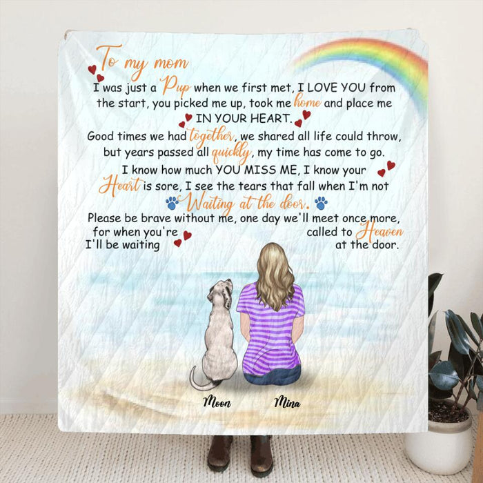 Custom Personalized Memorial Dog Quilt/ Fleece Blanket - Single Parent With Upto 4 Dogs - Best Gift For Dog Lovers - M04NKJ