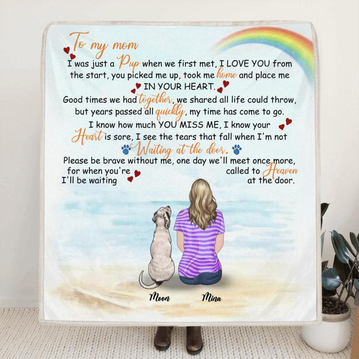 Custom Personalized Memorial Dog Quilt/ Fleece Blanket - Single Parent With Upto 4 Dogs - Best Gift For Dog Lovers - M04NKJ