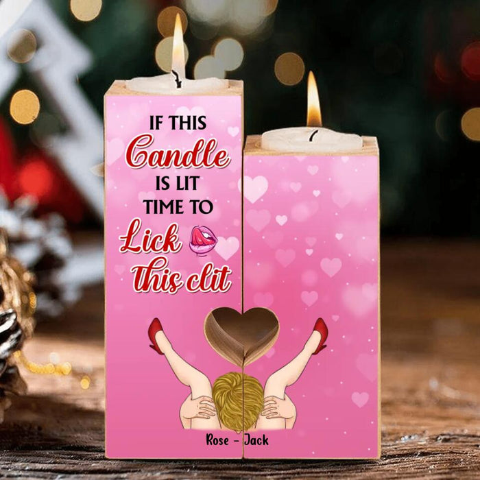 Personalized Heart Candle Holder - Gift Idea For Him/Her - Valentine's Day Gift - If This Candle Is Lit Time To Lick This Clit