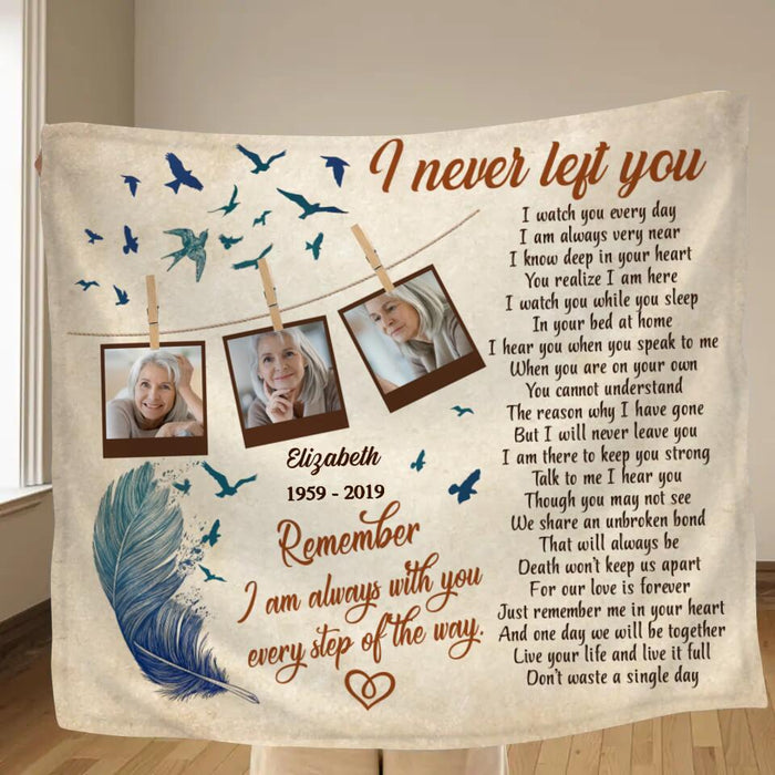 Custom Personalized Memorial Photo Quilt/Single Layer Fleece Blanket - Memorial Gift Idea - I Never Left You