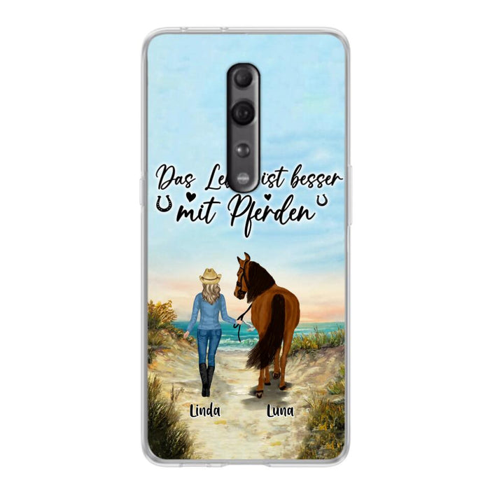 Custom Personalized Horse Girl Phone Case - Gift Idea For Horse Lovers/Girl - Upto 6 Horses - Das Leben Ist Besser Mit Pferden - Cases For Oppo/Xiaomi/Huawei