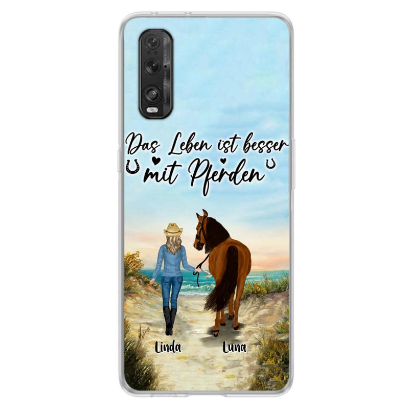 Personalized Horse Girl Phone Case - Gift Idea For Horse Lovers/Girl - Up to 6 Horses - Das Leben Ist Besser Mit Pferden - Cases For Oppo/Xiaomi/Huawei