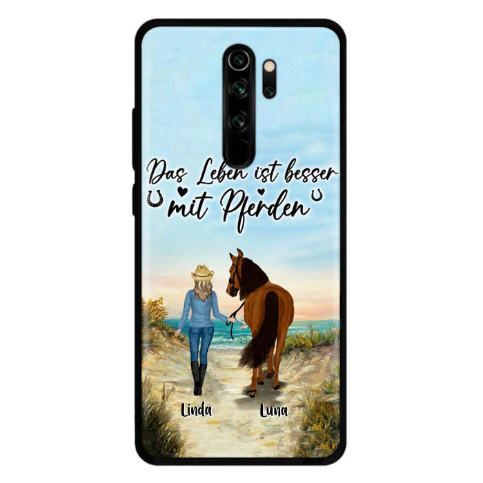 Custom Personalized Horse Girl Phone Case - Gift Idea For Horse Lovers/Girl - Upto 6 Horses - Das Leben Ist Besser Mit Pferden - Cases For Oppo/Xiaomi/Huawei