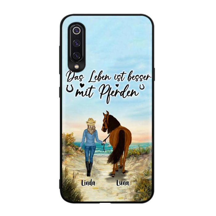 Custom Personalized Horse Girl Phone Case - Gift Idea For Horse Lovers/Girl - Upto 6 Horses - Das Leben Ist Besser Mit Pferden - Cases For Oppo/Xiaomi/Huawei